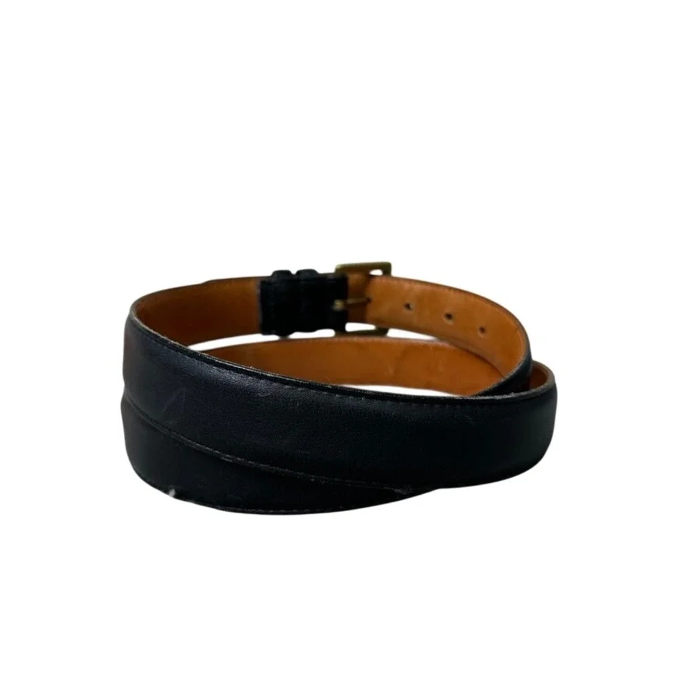 Vintage Coach Black Glove Tanned Leather Belt Solid Brass Buckle 7601 40 Mens